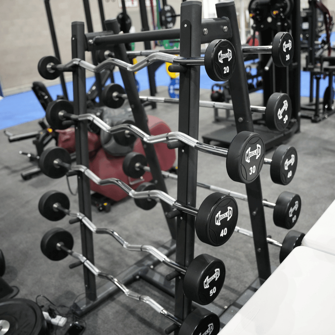 Muscle D Fitness - Pro Urethane Barbell Set(Straight or Curl) - 20 to 110 lbs (Barbell Set Only) - Muscle D Fitness - Premium Quality Urethane Barbell Set