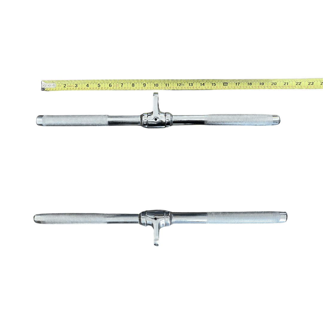 Muscle D Fitness - Rotating Straight Bar Cable Attachment - Knurled Handles, Chrome Finish, 20"