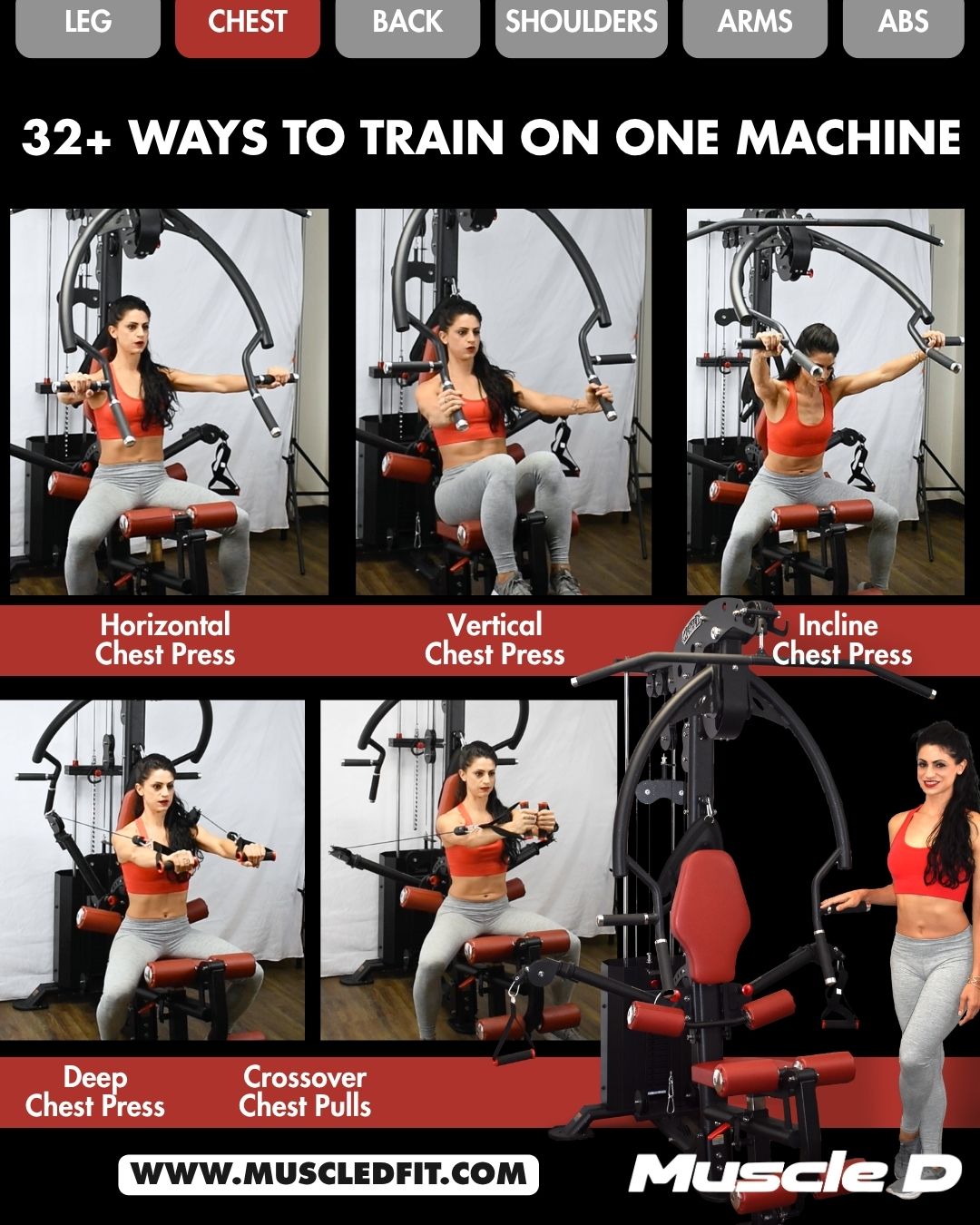 Muscle D Fitness - Compact Single-Stack Multi-Gym - Full Body, Space-Saving