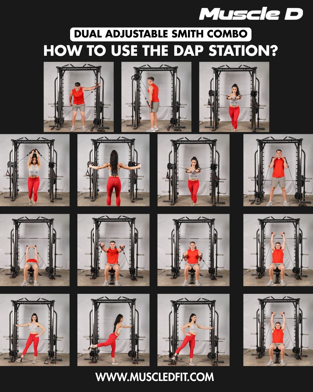 Muscle D Fitness - Dual Adjustable Pulley Smith Combo – Full Body Trainer