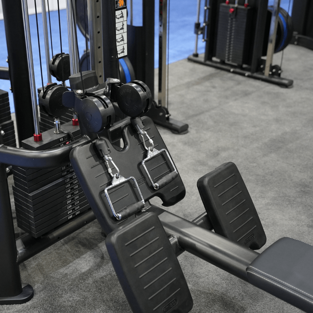 Muscle D Fitness - 4 Stack Megatron Deluxe Jungle Gym - Commercial Lat Pull, Low Row, Adj. Hi/Low Pulleys