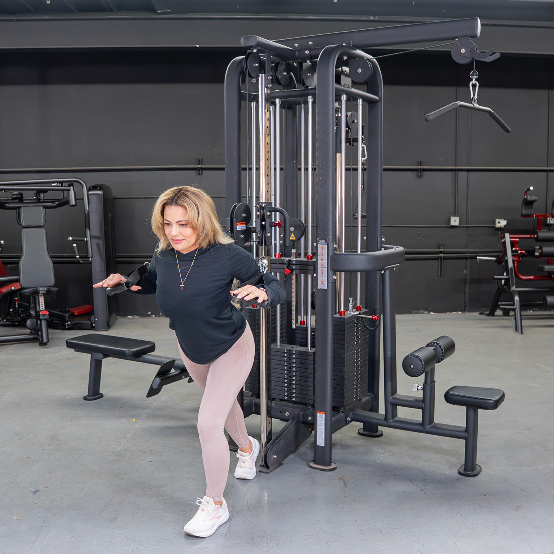 Muscle D Fitness - 4 Stack Megatron Standard Jungle Gym - 2 Colors - Low Row, Lat Pulldown, Single Handle Hi/low Pulley, Double Hi/Low Pulley