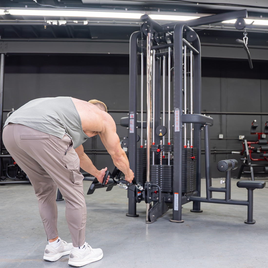 Muscle D Fitness - 4 Stack Megatron Standard Jungle Gym - 2 Colors - Low Row, Lat Pulldown, Single Handle Hi/low Pulley, Double Hi/Low Pulley