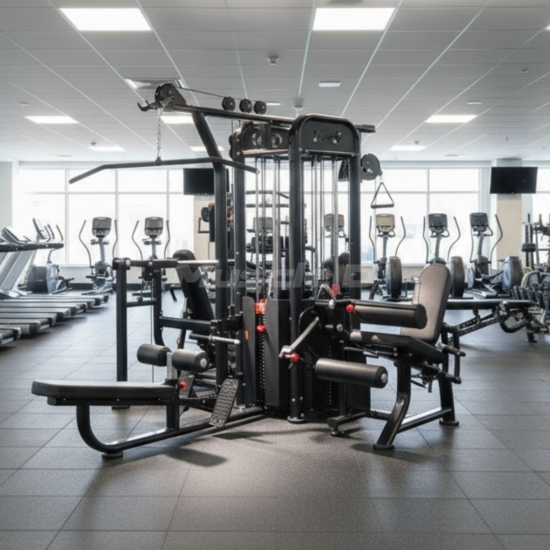 Muscle D Fitness - 4 Stack Megatron Compact Multi-Gym - Space Saving - Leg Extension & Curl, Lat Pull, Low Row, Multi-Press