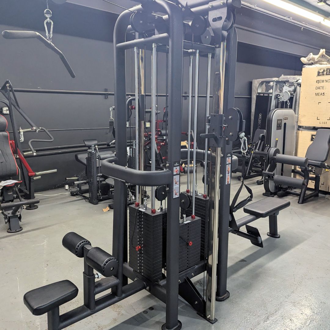 Muscle D Fitness - 4 Stack Megatron Standard Jungle Gym - 2 Colors - Low Row, Lat Pulldown, Single Handle Hi/low Pulley, Double Hi/Low Pulley