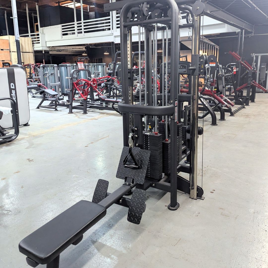 Muscle D Fitness - 4 Stack Megatron Standard Jungle Gym - 2 Colors - Low Row, Lat Pulldown, Single Handle Hi/low Pulley, Double Hi/Low Pulley