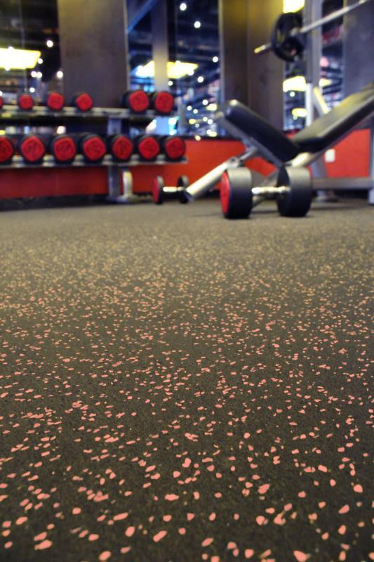 Muscle D Fitness - Rubber Gym Flooring - Black with Red Fleck - 6m & 8mm Thickness