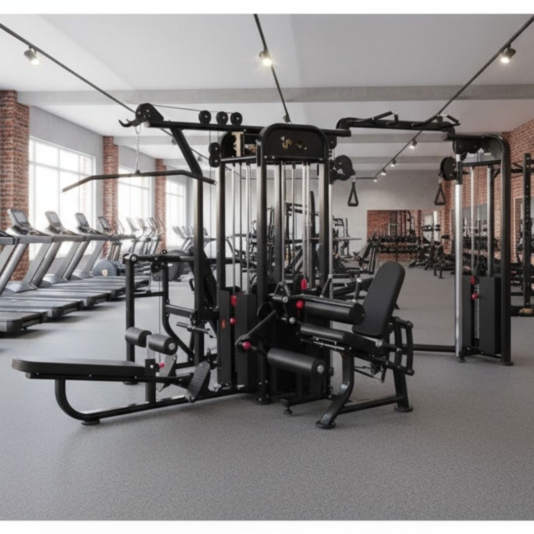 Muscle D Fitness - 5 Stack Megatron Compact Multi-Gym - Lat Pull, Low Row, Bench Press, Lat Pull, Leg Ext / Curl