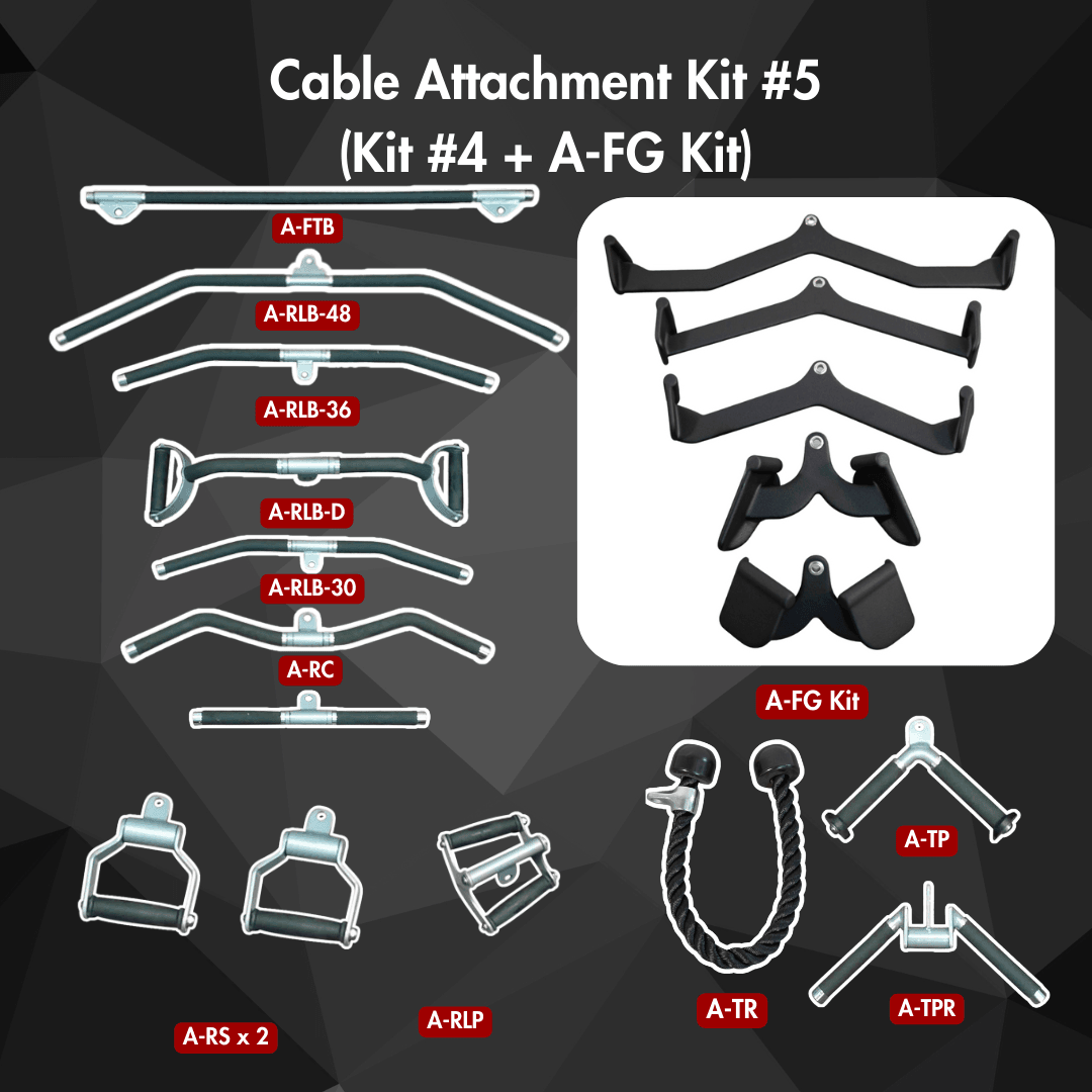 Muscle D Fitness - Ultimate Cable Attachment Kit - Cable Attachment Kit #5 - Lat Bar Double Handle Kit