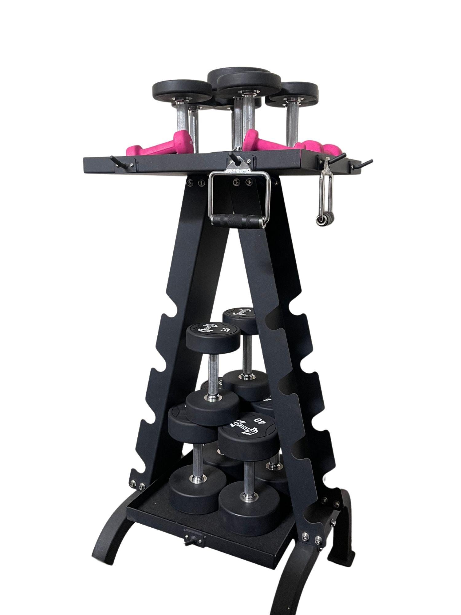 Muscle D Fitness - Accessory Rack - Sturdy Cable Attachment Storage (Rack Only)