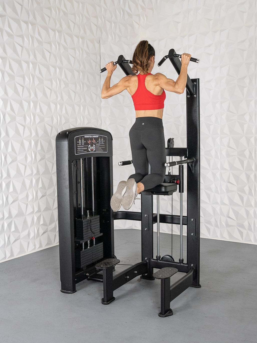 Muscle D Fitness - Elite Selectorized Assisted Chin/Dip - Commercial Grade - Adjustable - Pin Selectorized - Back & Shoulder Combo Machine