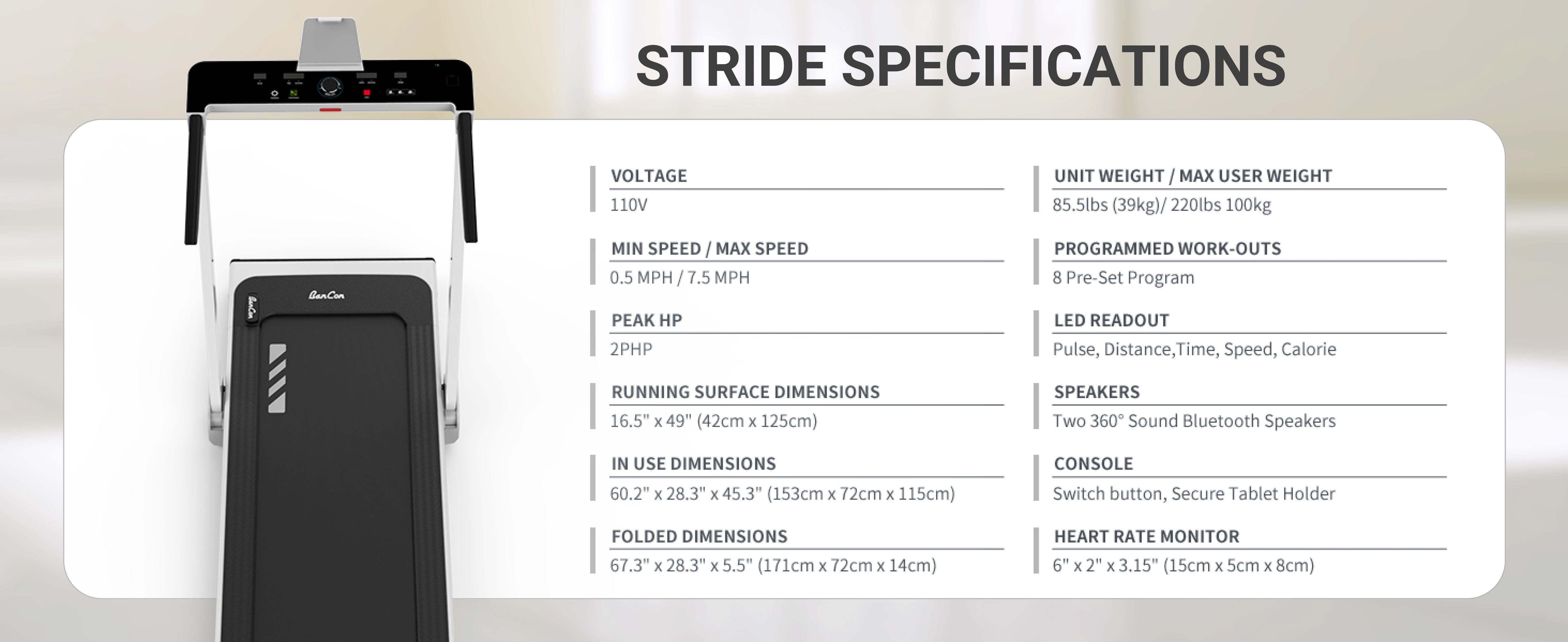 Muscle D Fitness - Low Profile Treadmill - LED Display - Heart Rate Monitor - Flex Deck for Low Impact - Adjustable Speed - Phone / Tablet Holder