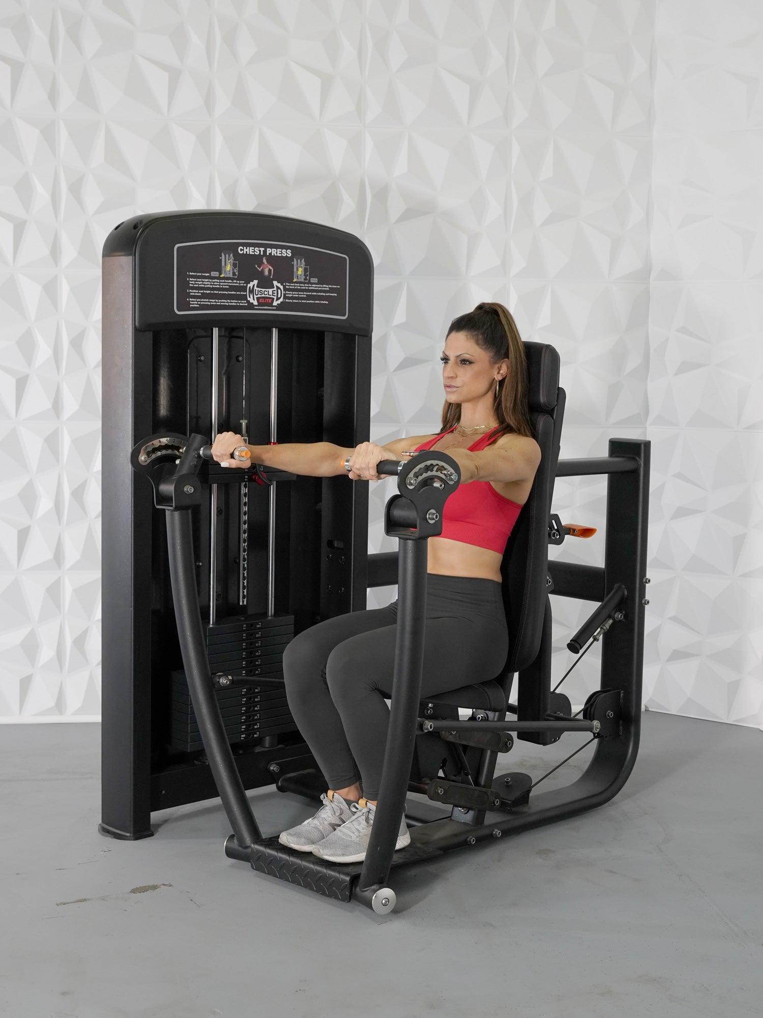 Muscle D Fitness - Elite Selectorized Chest Press - Commercial Grade - Adjustable Seat - Pin Selectorized