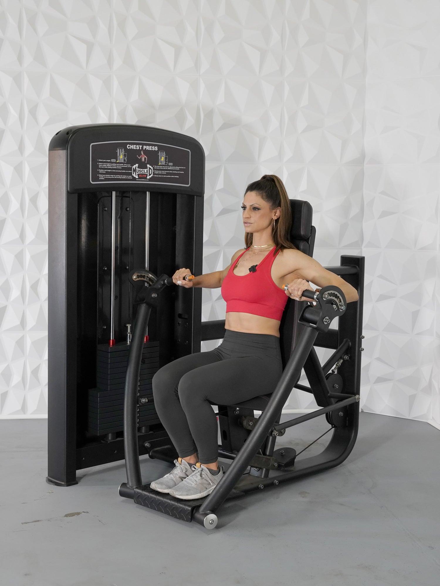 Muscle D Fitness - Elite Selectorized Chest Press - Commercial Grade - Adjustable Seat - Pin Selectorized
