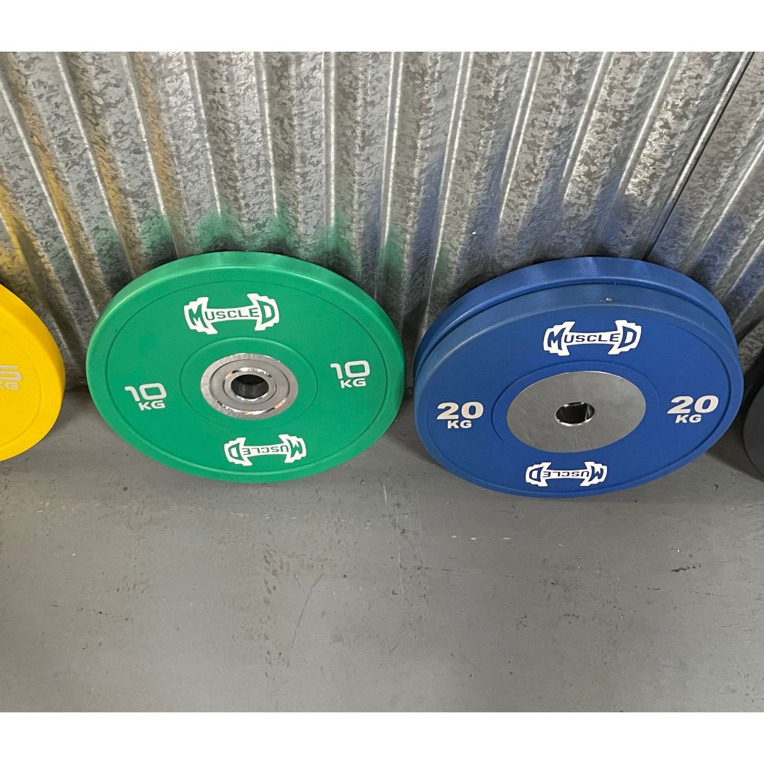 Muscle D Fitness - Color Urethane Bumper Plates - Smooth Hub - Made for Heavy Use