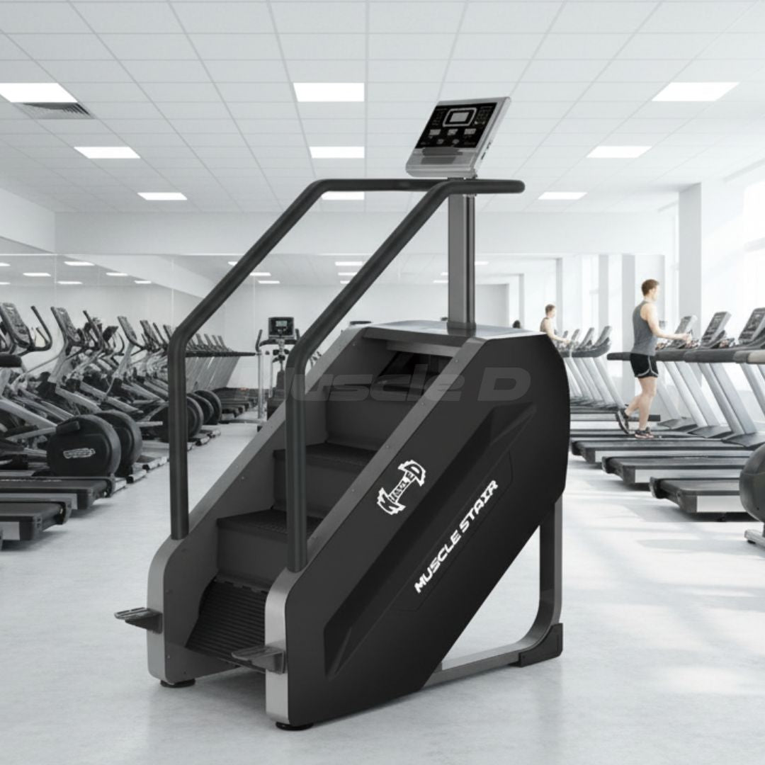 Muscle D Fitness - Commercial Stair Climber - Stepmill - LED Screen - Durable - Black - Heart Rate Monitor