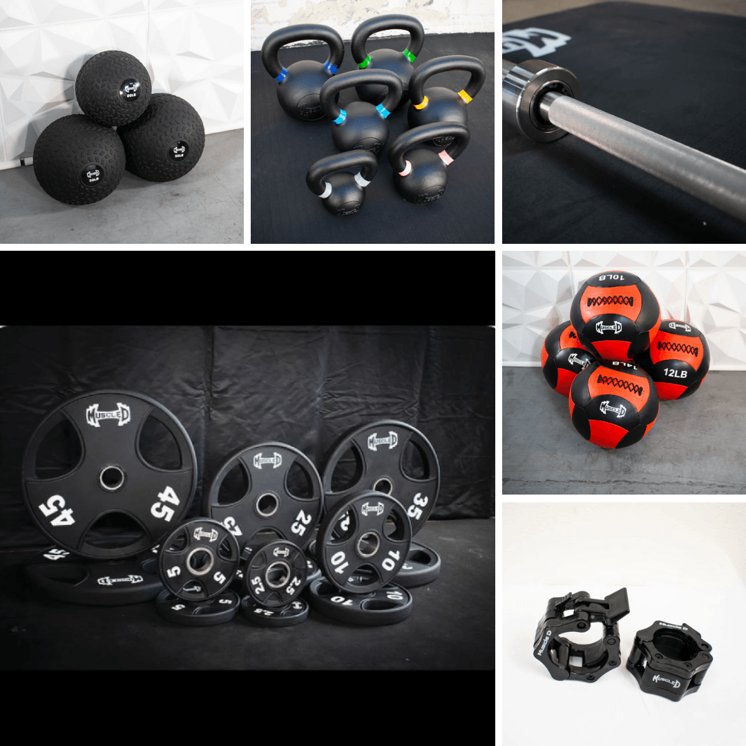 Muscle D Fitness - Complete Strength Training Kit - Hard Chrome Bar - Weight Plates - Home Gym