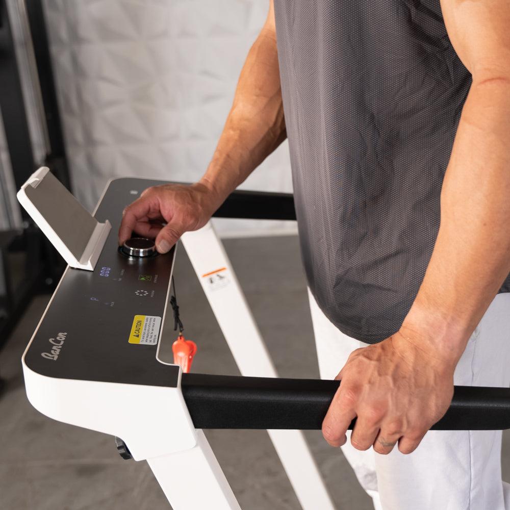 Muscle D Fitness - Low Profile Treadmill - LED Display - Heart Rate Monitor - Flex Deck for Low Impact - Adjustable Speed - Phone / Tablet Holder