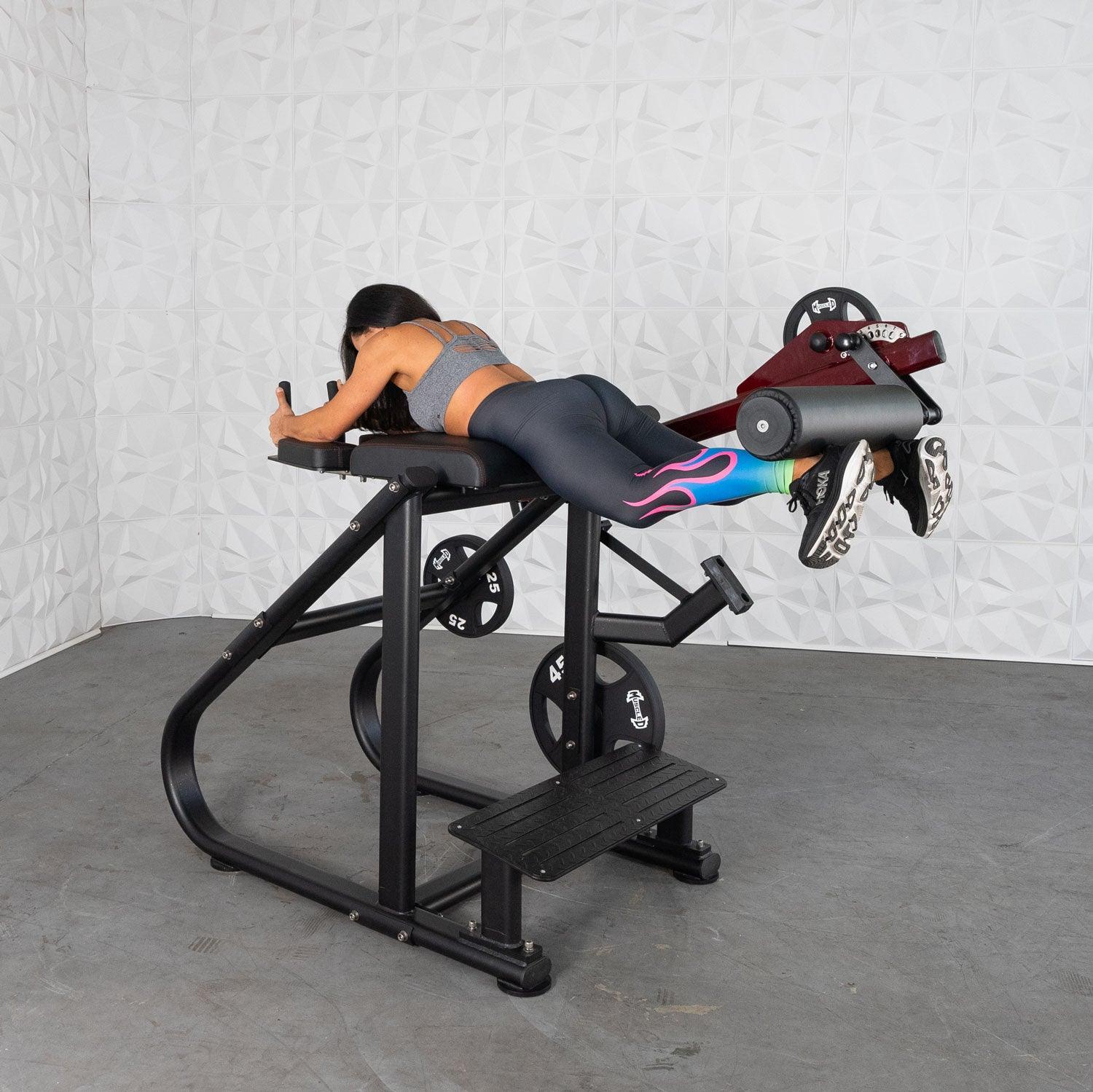 Muscle D Fitnes - Pro Strength Reverse Hyper - Adjustable Roller Pad, Plate Loaded