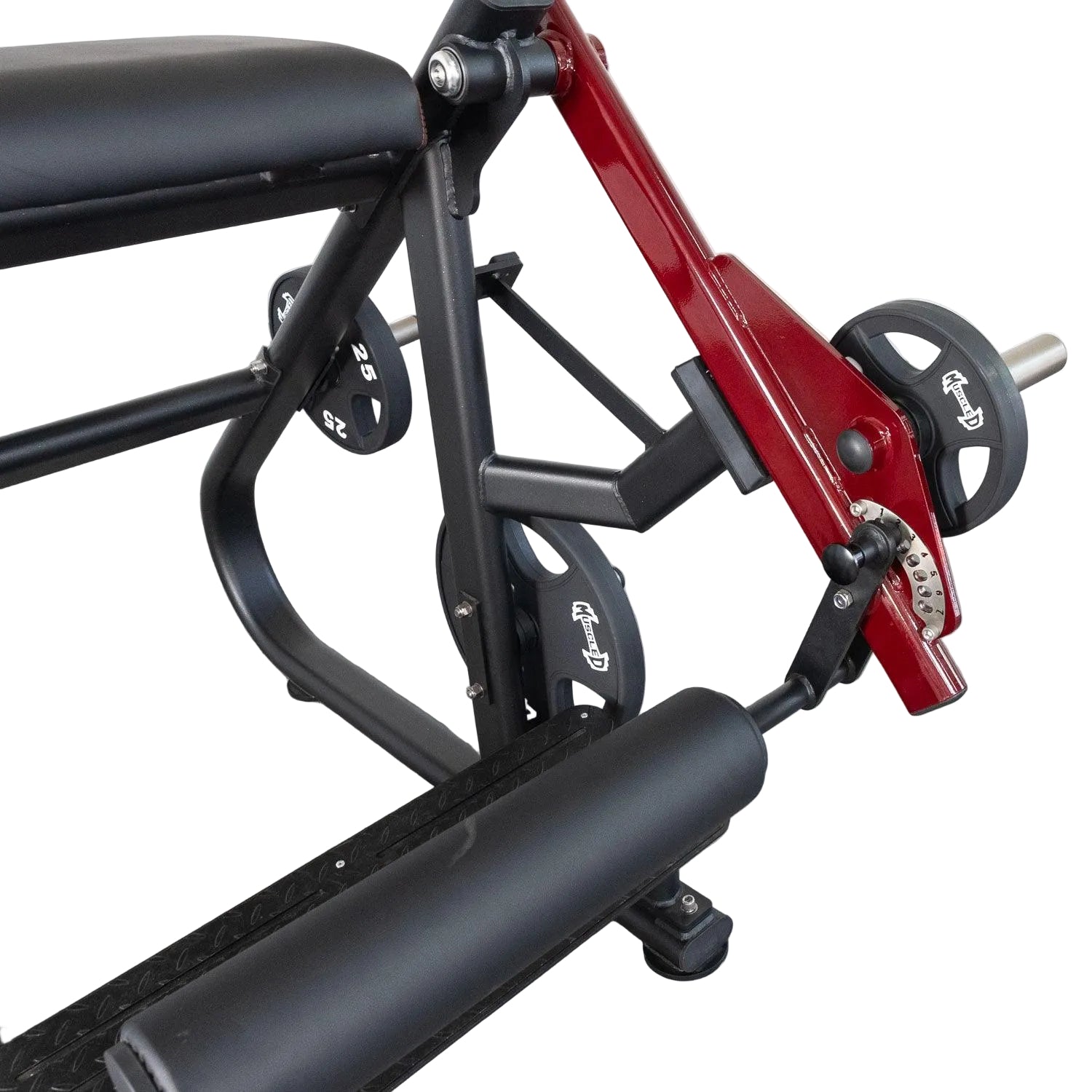 Muscle D Fitnes - Pro Strength Reverse Hyper - Adjustable Roller Pad, Plate Loaded