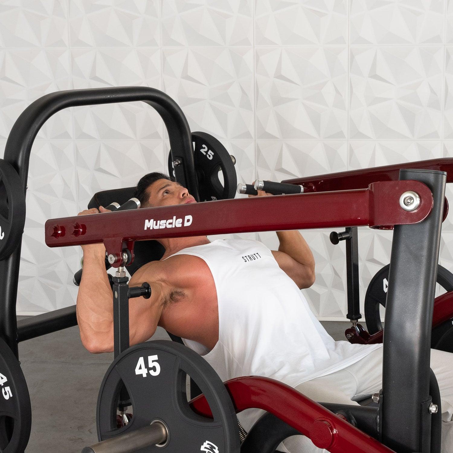 Muscle D Fitness - Pro Strength Incline Chest / Shoulder Press - Adjustable - Plate Loaded - Pec Delt Training