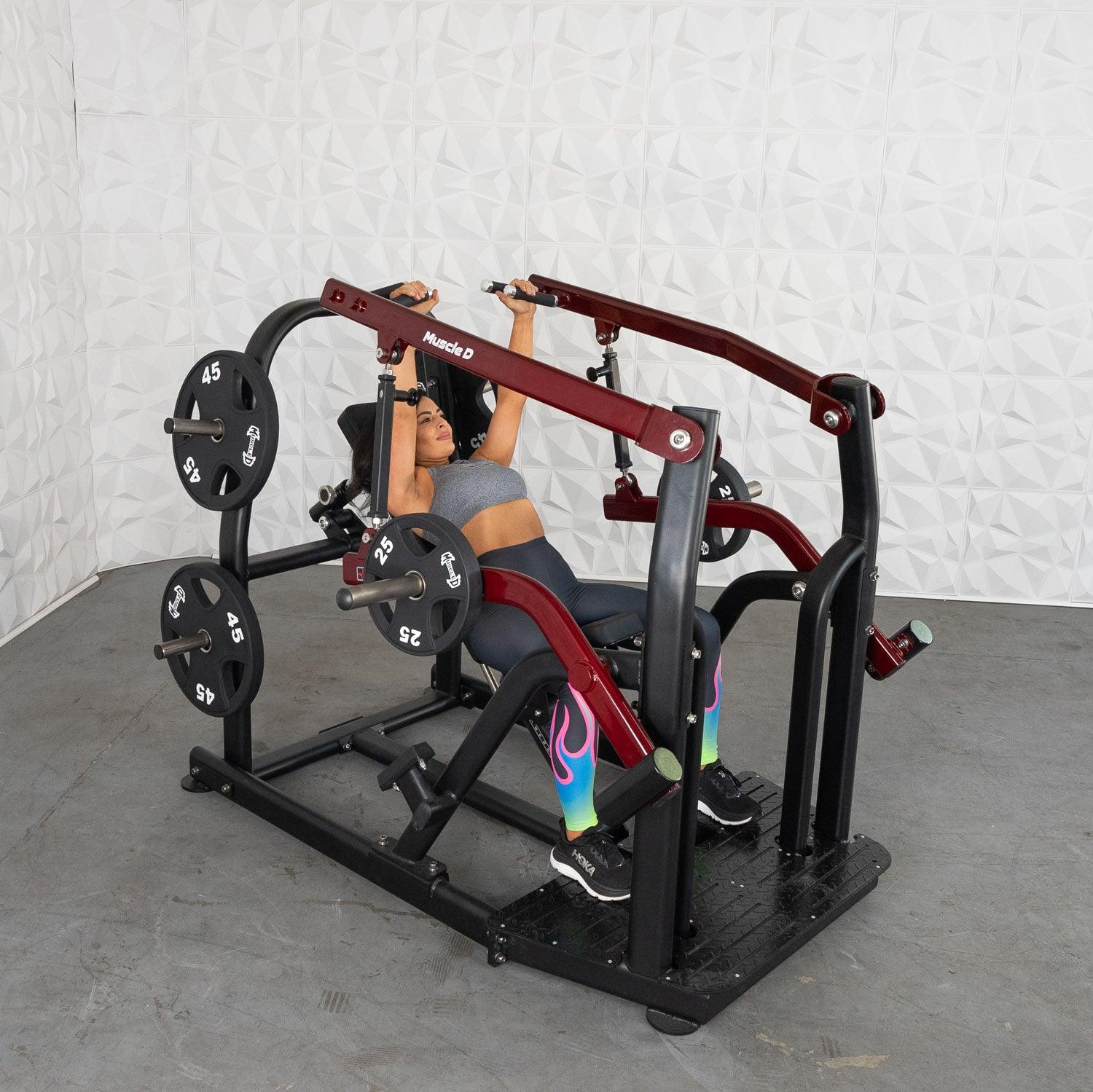 Muscle D Fitness - Pro Strength Incline Chest / Shoulder Press - Adjustable - Plate Loaded - Pec Delt Training