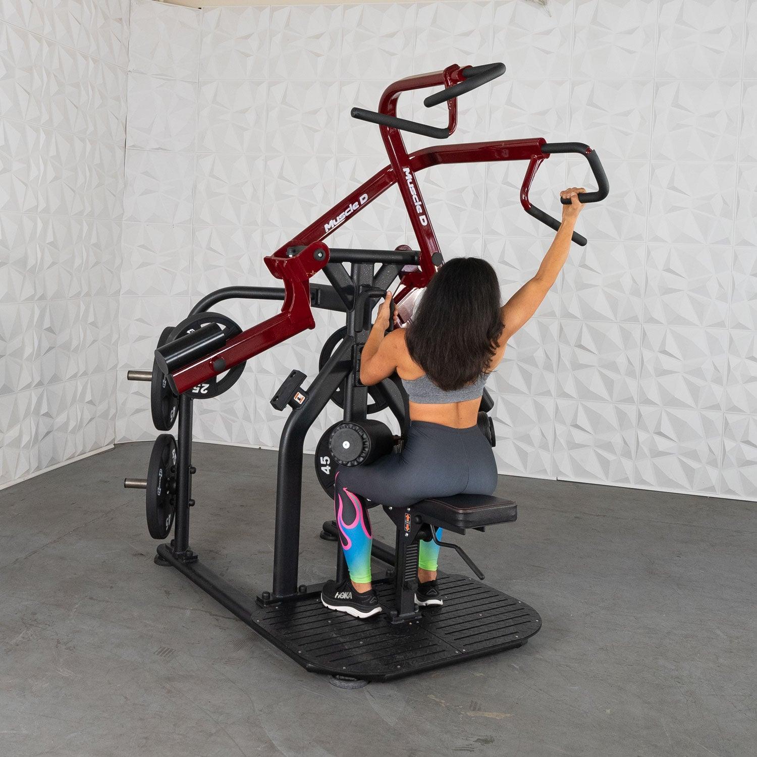 Muscle D Fitness - Pro Strength Rotary Lat Pull-Down - Premium - Adjustable - Plate Loaded - Lat Training