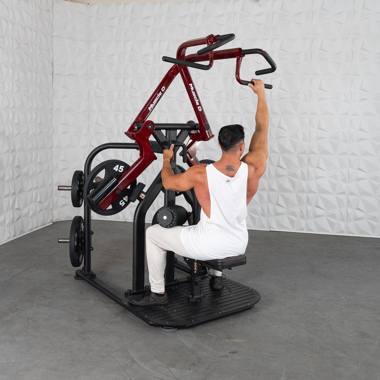 Muscle D Fitness - Pro Strength Rotary Lat Pull-Down - Premium - Adjustable - Plate Loaded - Lat Training