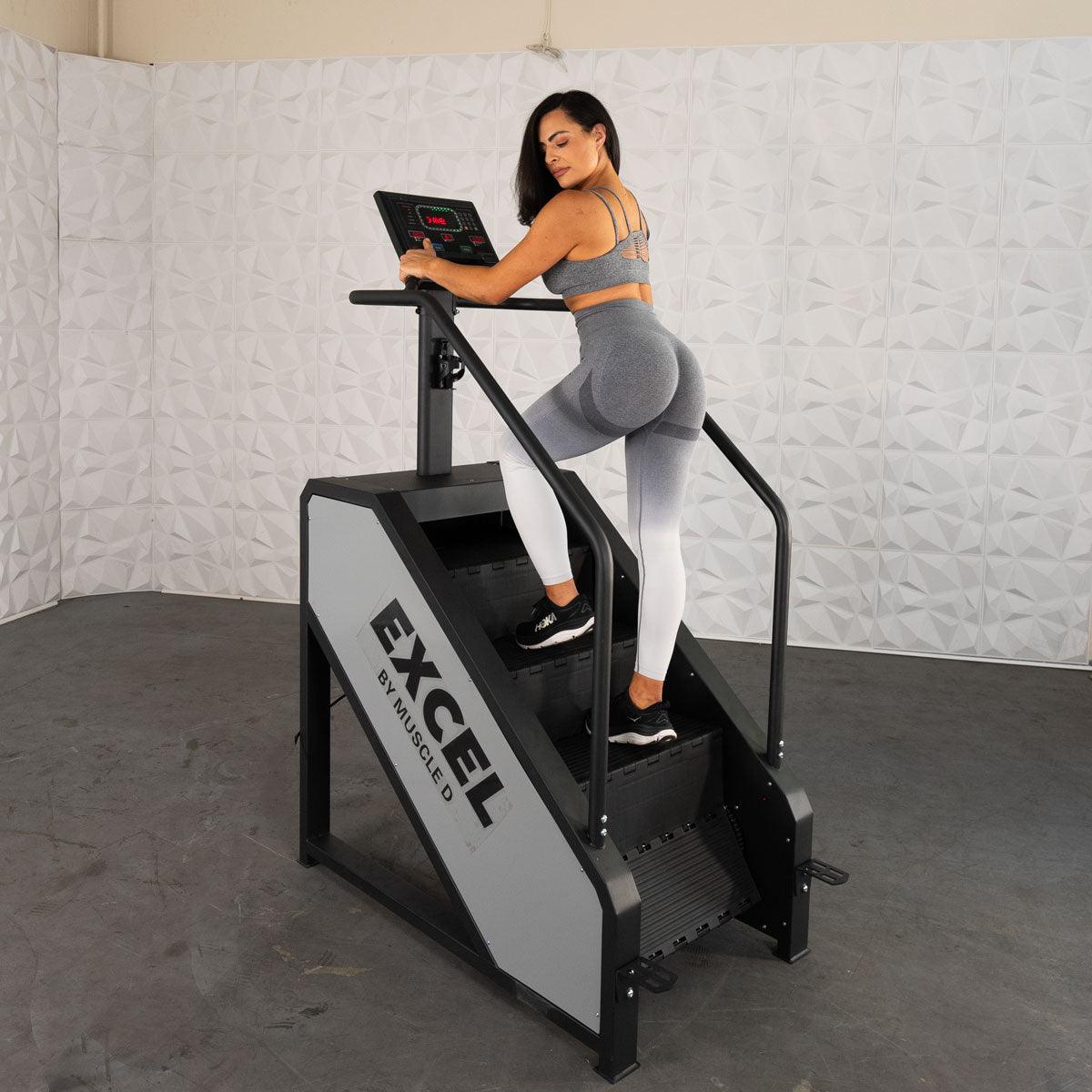 Muscle D Fitness - Light Commercial Stair Climber - Stepmill - LED Display - Heart Rate Monitor - Heavy Duty Chain Drive