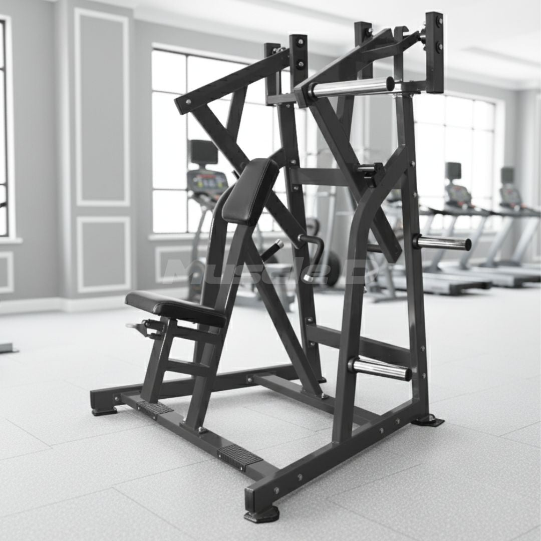 Muscle D Fitness - Excel Iso-Lateral Low Row - Plate Load Seated Row - Gas Shock Assisted Seat Adjustment - Weight Storage Pins