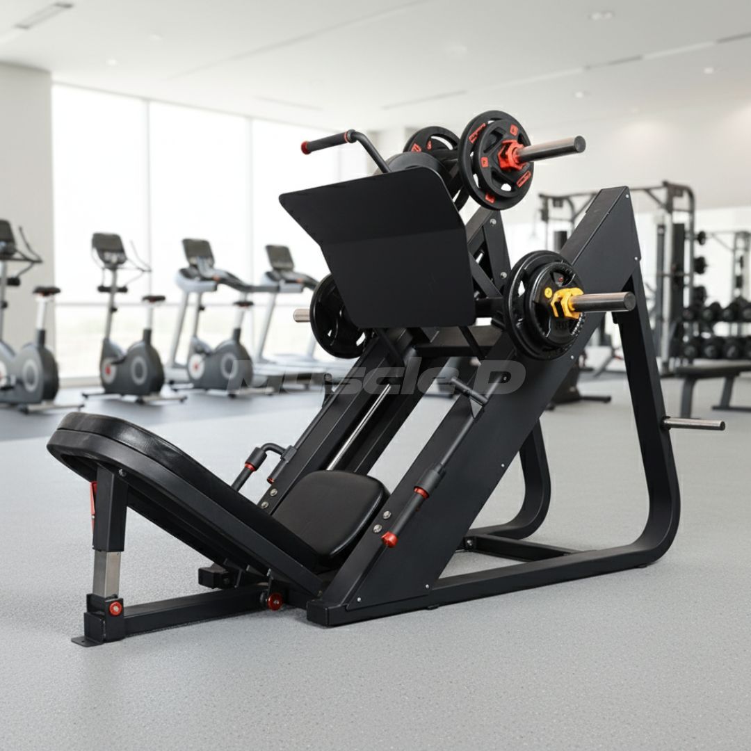 Muscle D Fitness - Excel Linear Leg Press - Plate Load Leg Press - Adjustable Back Pad - Plate Storge Pegs