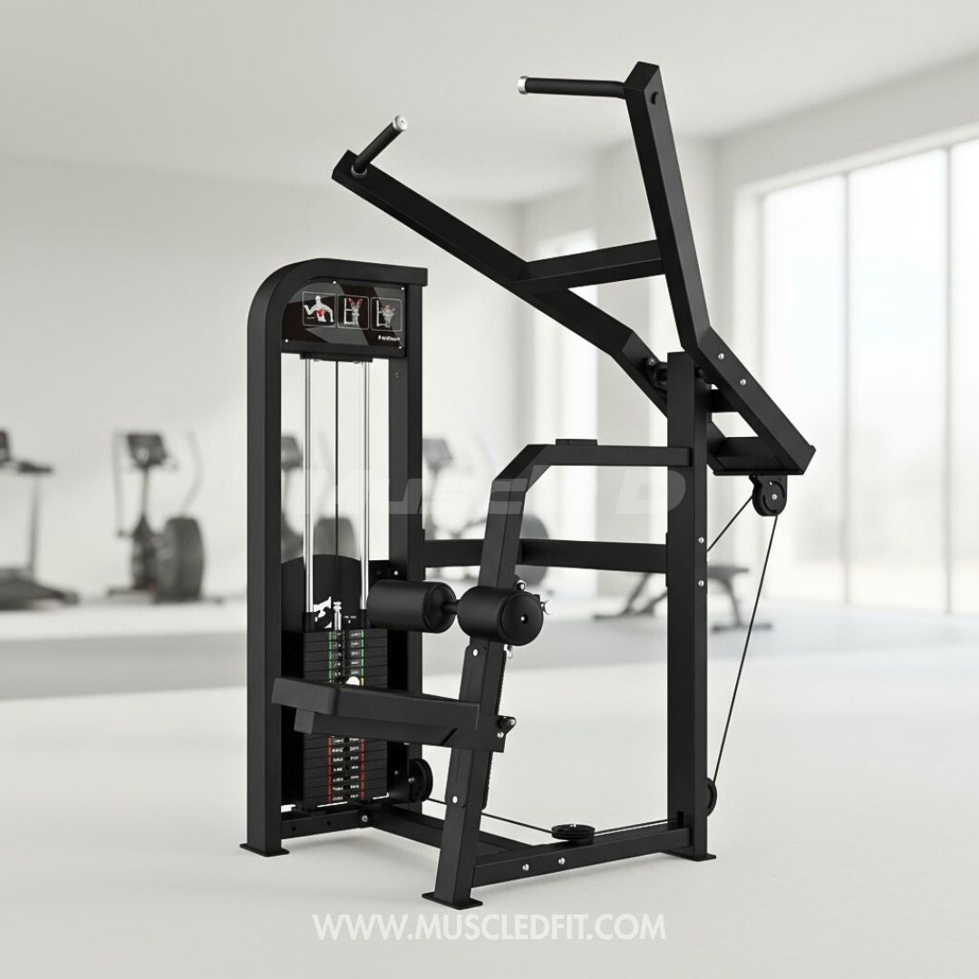 Muscle D Fitness - Excel Lat Pulldown - Selectorized Lat Machine - Easy Seat Adjustment