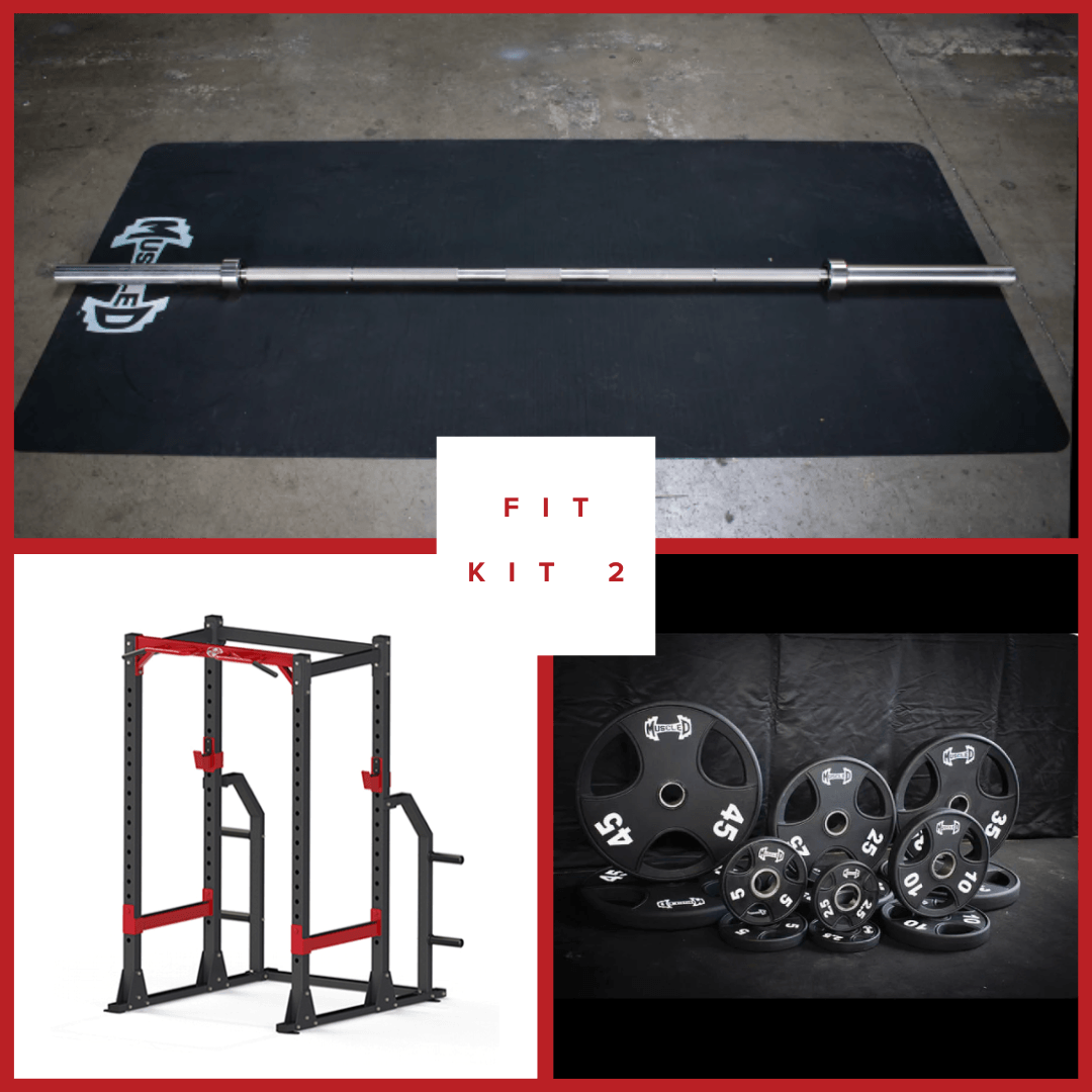 Muscle D Fitness - Compact Power Cage Complete Weight Set - Muscle D Fitness - Adjustable Squat Rack - Gym Storage - Chin up Bar Home Gym