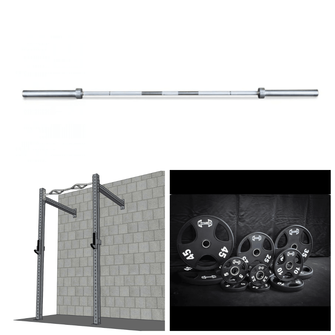 Muscle D Fitness - TGrip Commercial 4' Wall Mount Rig Weight Set - 3x3 Steel - Functional Multi-Grip Pull-Up - Sandwich Style J-Hooks