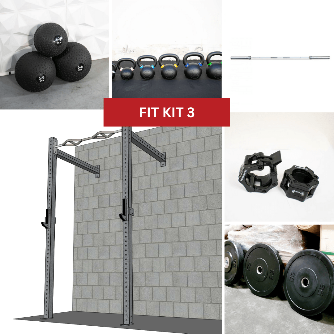 Muscle D Fitness - TGrip Commercial 4' Wall Mount Rig Weight Set - 3x3 Steel - Functional Multi-Grip Pull-Up - Sandwich Style J-Hooks