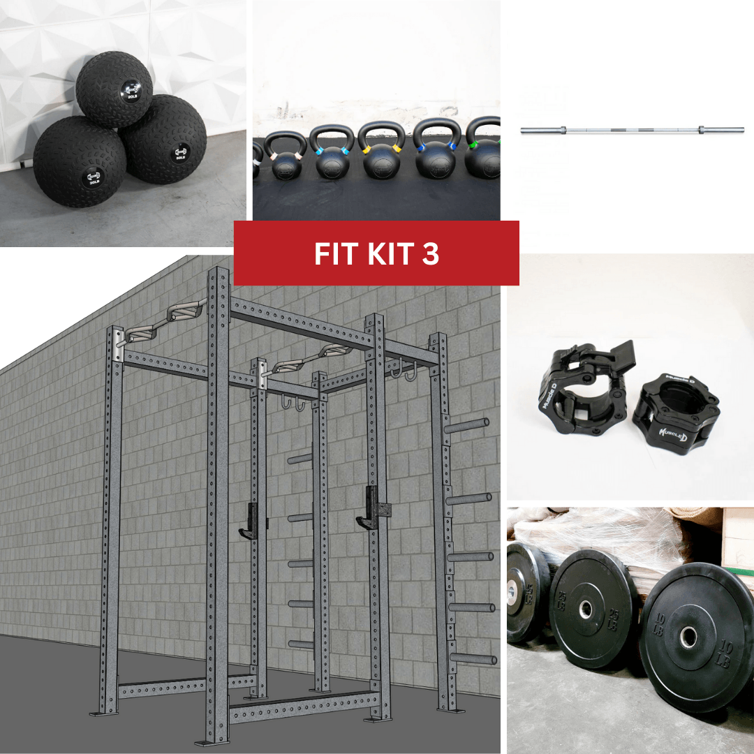 Muscle D Fitness - TGrip Commercial Full Power Rack Set - 3x3 Steel - Functional Multi-Grip Pull-Up - Plate Storage - J-Hooks