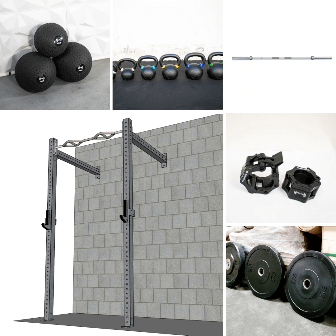 Muscle D Fitness - TGrip Commercial 4' Wall Mount Rig Weight Set - 3x3 Steel - Functional Multi-Grip Pull-Up - Sandwich Style J-Hooks