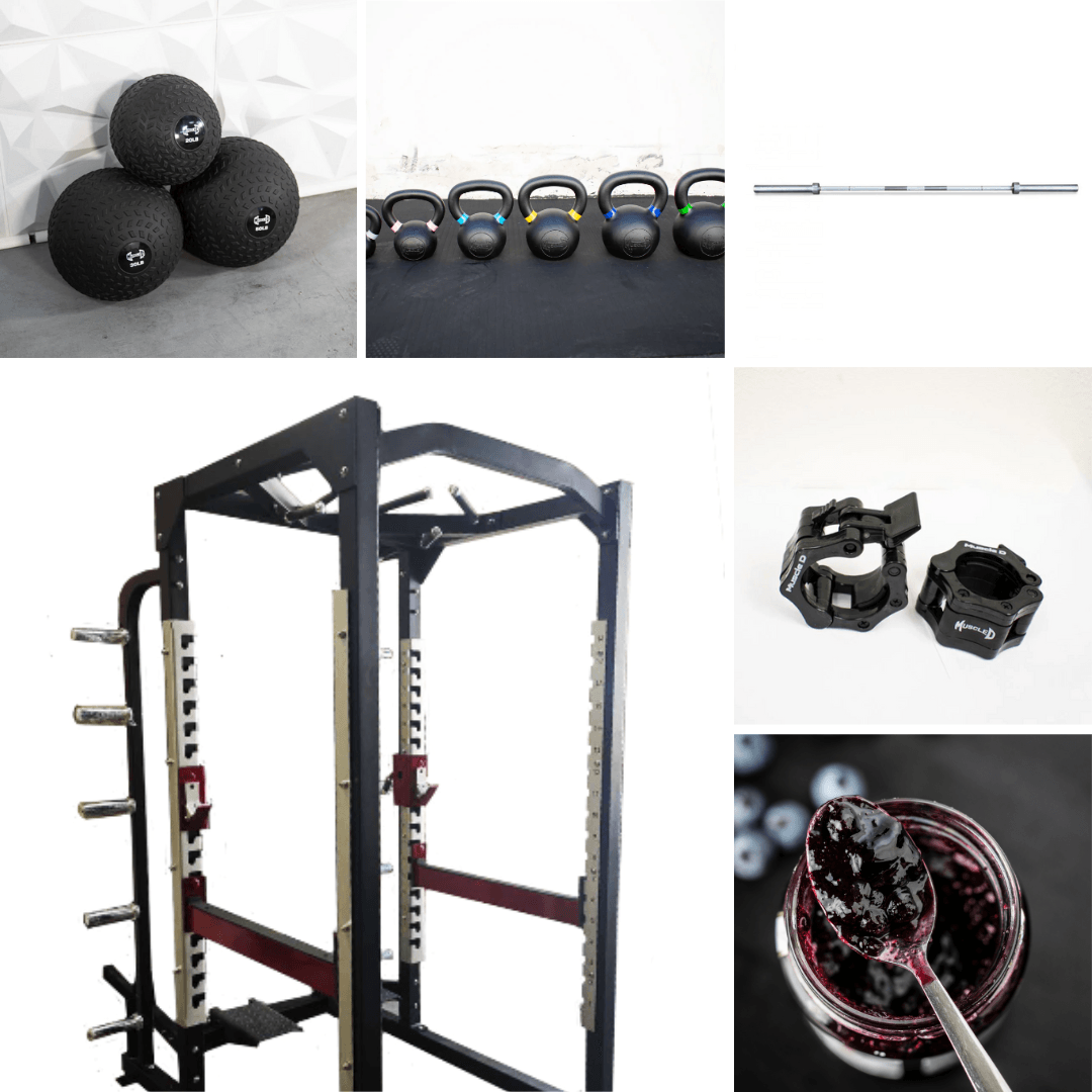 Muscle D Fitness - Power Cage Complete Weight Set - Commercial Squat Rack - Functional Pull-Up Bar - 10 Weight Storage Pegs - Power Rack