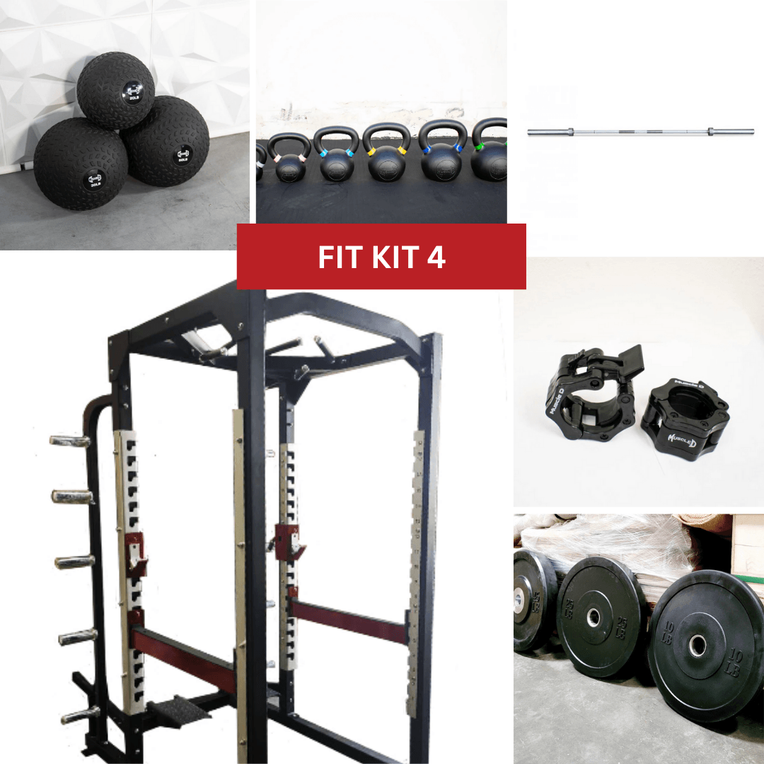 Muscle D Fitness - Power Cage Complete Weight Set - Commercial Squat Rack - Functional Pull-Up Bar - 10 Weight Storage Pegs - Power Rack