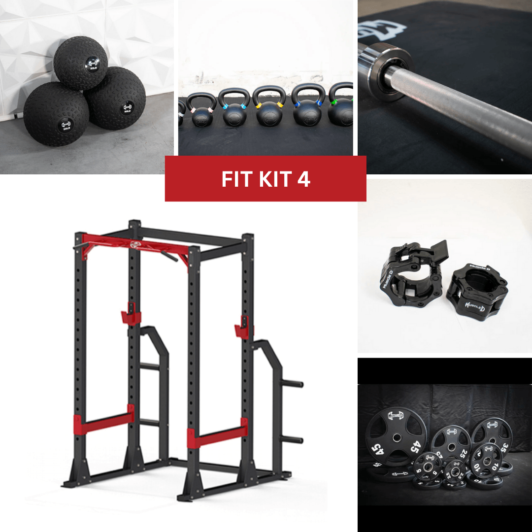 Muscle D Fitness - Compact Power Cage Complete Weight Set - Muscle D Fitness - Adjustable Squat Rack - Gym Storage - Chin up Bar Home Gym