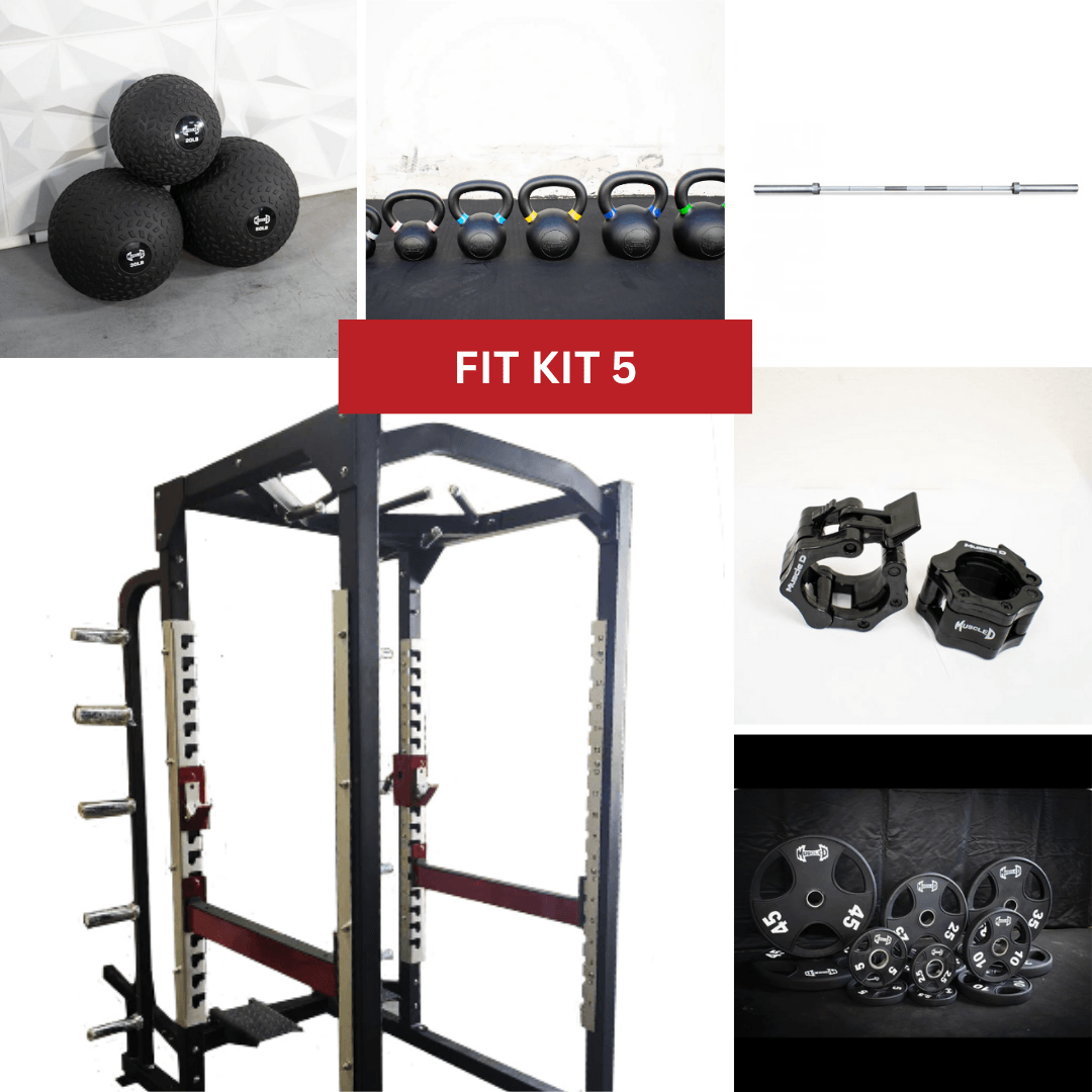 Muscle D Fitness - Power Cage Complete Weight Set - Commercial Squat Rack - Functional Pull-Up Bar - 10 Weight Storage Pegs - Power Rack