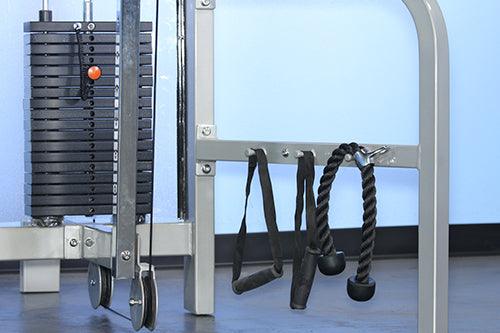 Muscle D Fitness - Dual Function High-Low Pulley Combo - Vertical Adjustable - Pin Selectorized - Handle Storage