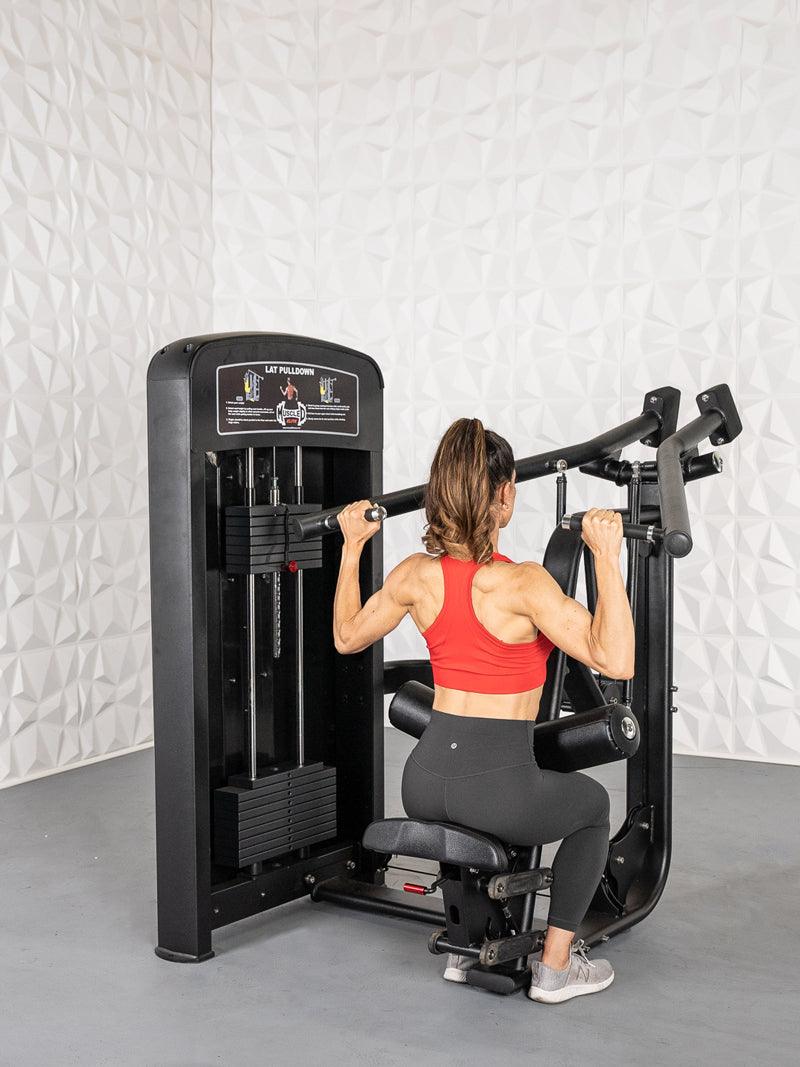 Muscle D Fitness - Elite Selectorized Lat Pulldown - Commercial Adjustable Seated Pin Selectorized Lat Pull-Down