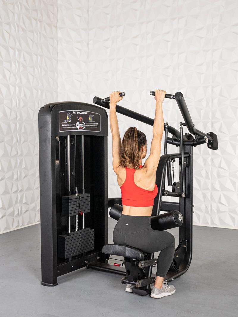 Muscle D Fitness - Elite Selectorized Lat Pulldown - Commercial Adjustable Seated Pin Selectorized Lat Pull-Down