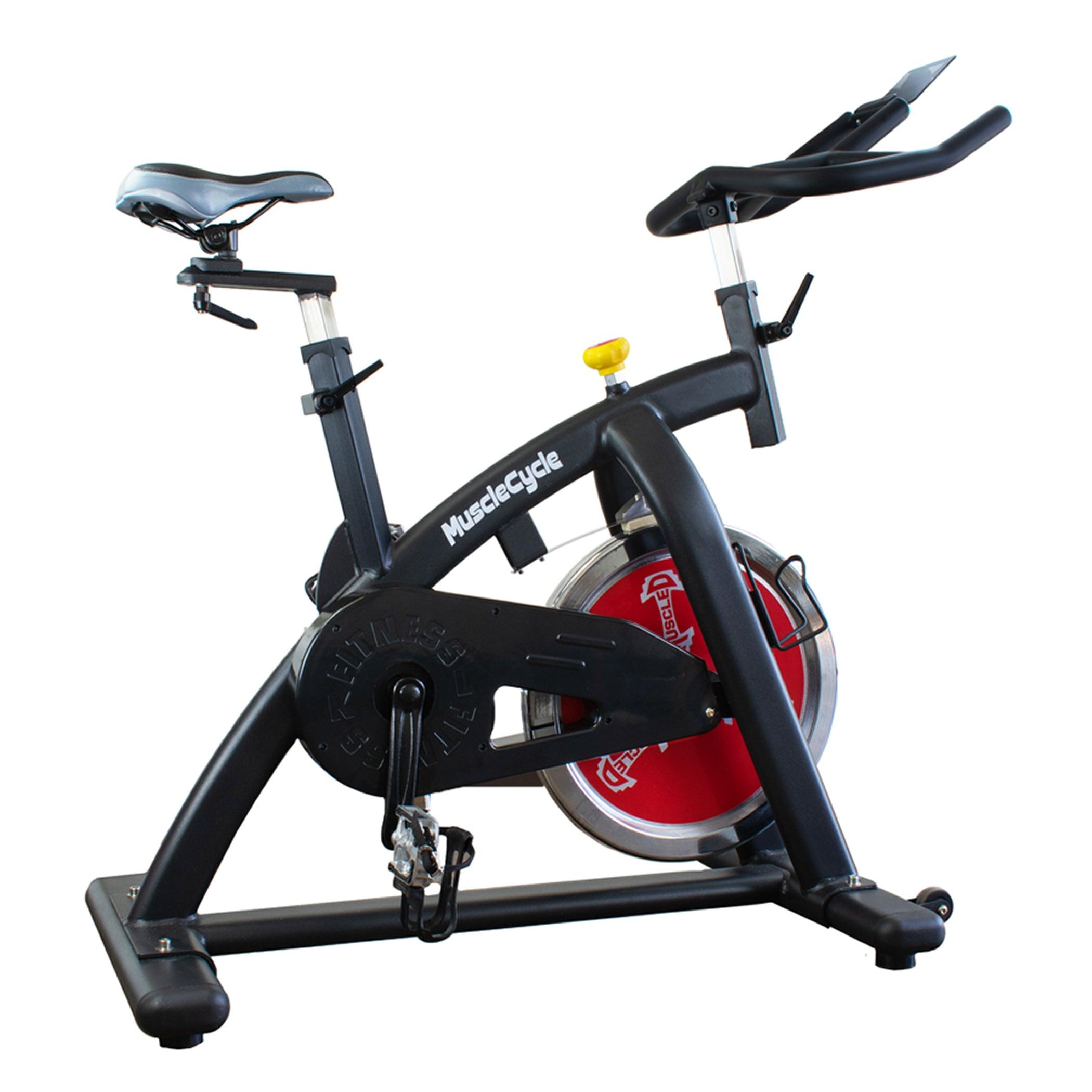 Muscle D Fitness - Stationary Exercise Bike - Commercial Grade Stationary Bike with Device Holder