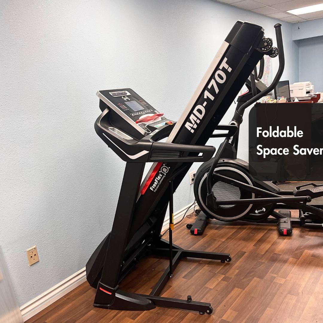 Muscle D Fitness - Light Commercial Treadmill - LED Display - Heart Rate Monitor - Cup Holder - Adjustable Speed and Incline