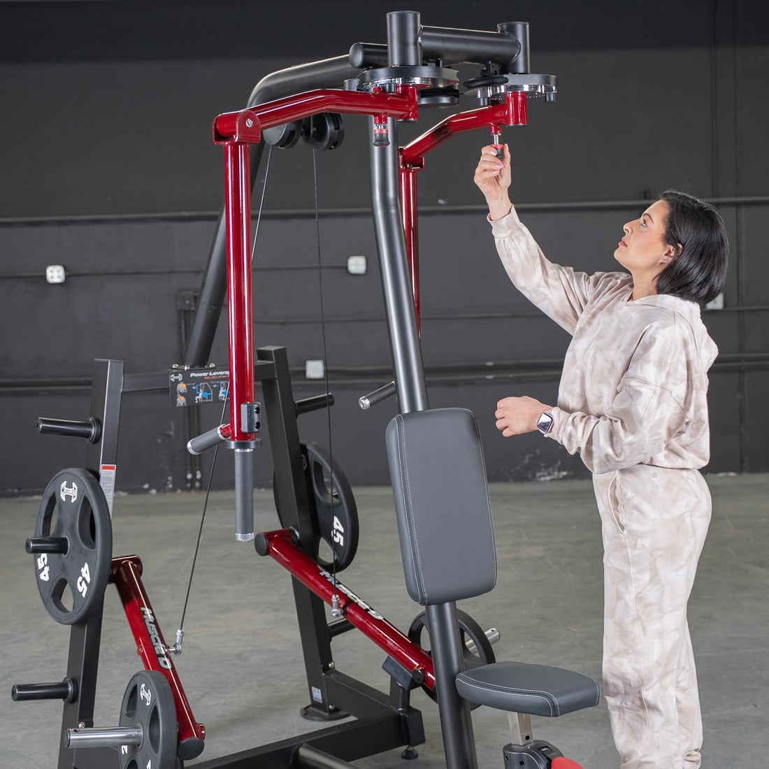 Muscle D Fitness - Power Leverage V2 Seated Pec Fly - Rear Delt Combo - Plate Loaded - Weight Storage Included