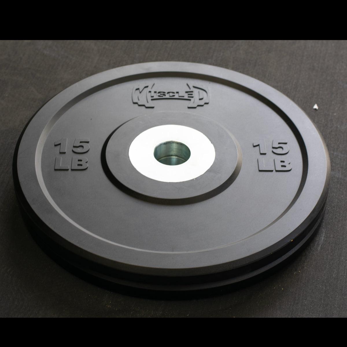 Muscle D Fitness - Pro Bumper Training Plates with Center Steel Hub - Virgin Rubber