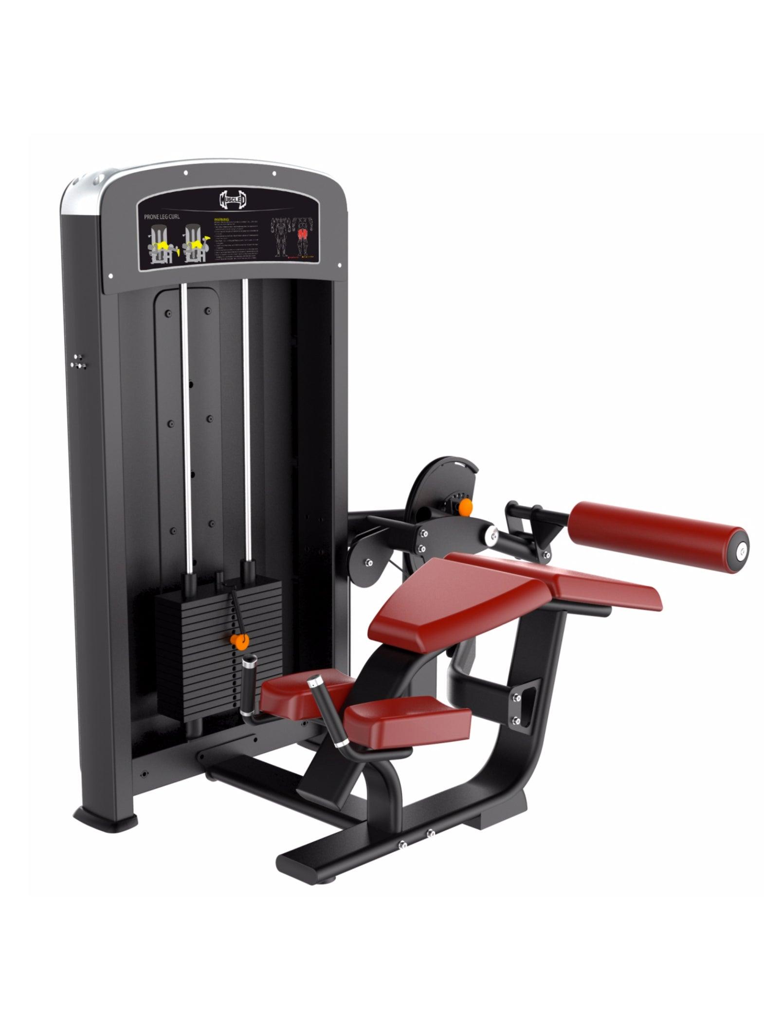 Muscle D Fitness - Elite Selectorized Prone Leg Curl - Commercial Grade - Adjustable Seat - Pin Selectorized