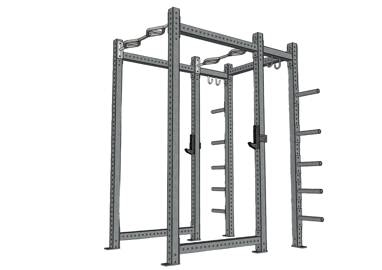 Muscle D Fitness - TGrip Commercial Full Power Rack - 3x3 Steel - Functional Multi-Grip Pull-Up - Plate Storage - J-Hooks